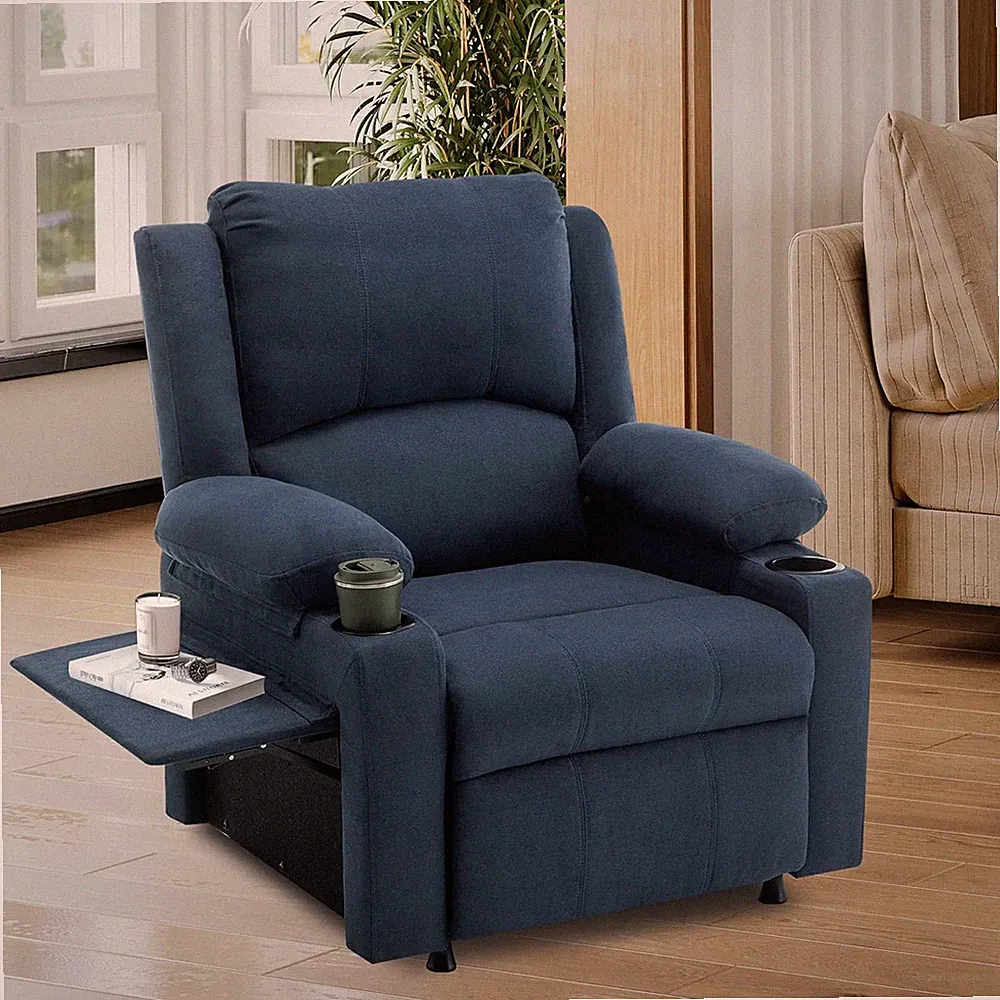 Blue Power Recliner Chair with Massage and Heating for Living Room