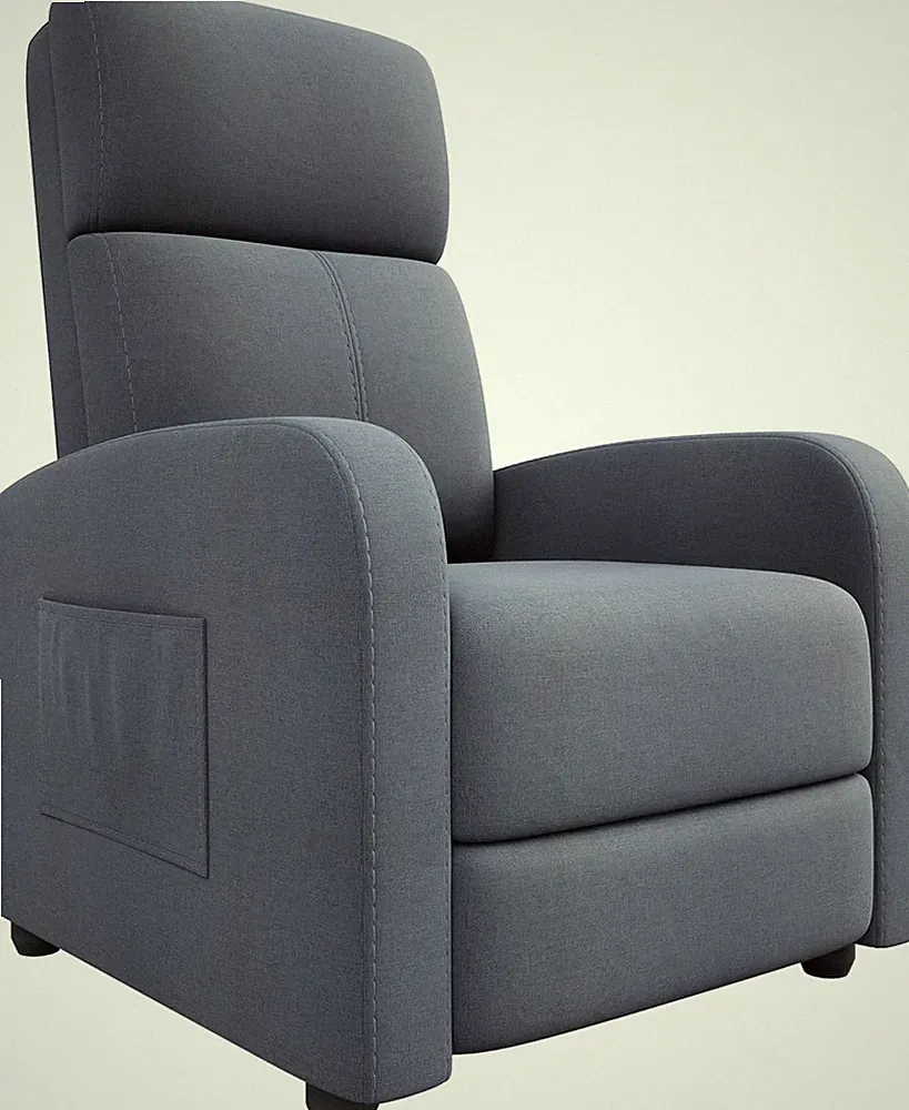 Dark Grey Manual Recliner Chair with Footrest & Side Pocket for Living Room