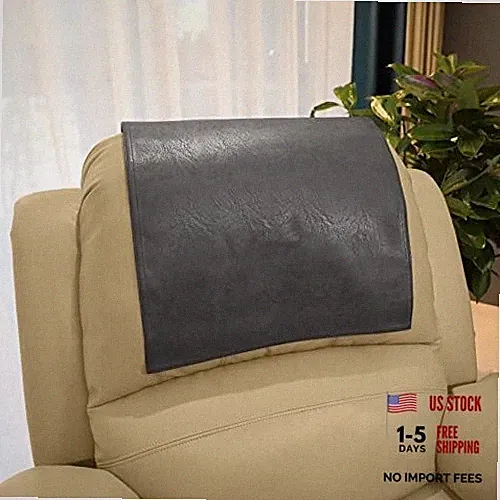 Non Slip Headrest Cover for Furniture Slipcovers,Faux Leather Dark Gray