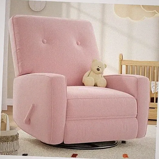 Nursery Recliner Chair, 360° Swivel Rocking Glider Chair for Pink - Corduroy