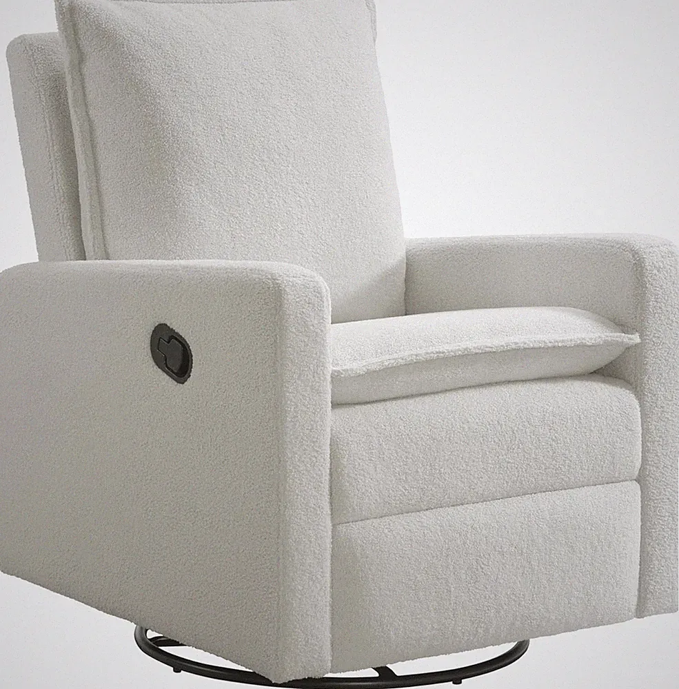 Uptown Upholstered Glider Recliner Rocking Chair 360° Swivel for Nursery and Liv